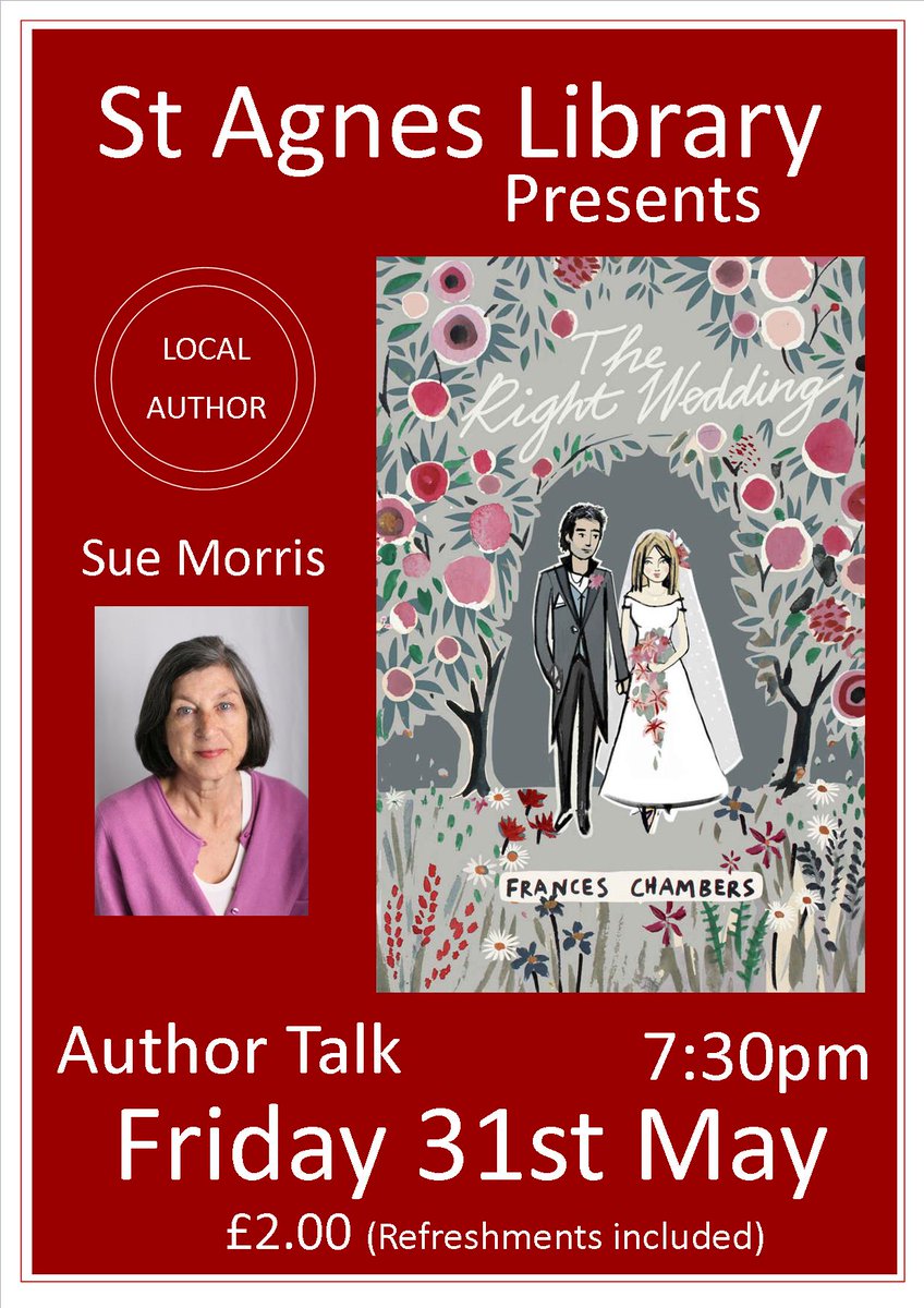 <a href="/StAgnesHour/">StAgnesHour</a> <a href="/StAgnesPC/">St.Agnes PC</a> <a href="/LibraryCornwall/">Cornwall Libraries</a> <a href="/StAgnesSingers/">St Agnes Singers</a> <a href="/cornishbird/">Diana Rodda</a> @CllrJDuffin <a href="/AggieCycles/">AggieCycles</a> <a href="/KoruKayaking/">Koru Kayaking</a> 
There are still some tickets available for the author talk by Sue Morris on Friday 31st May in #StAgnesLibrary
Please spread the word......