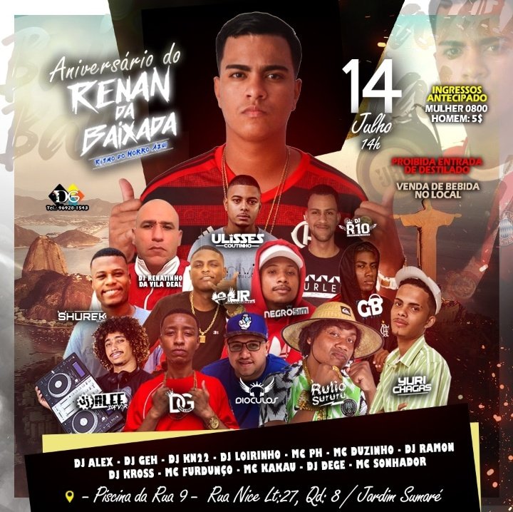 Dia 14 de Julho ( DOMINGÃO ) convido todos vocês para estarem fazendo essa festa comigo na Piscina da Rua 9 comemorando o meu aniversário.. Vamos parar tudo 🎉💃🏽🍺🥋

#CHAMANORT #BAILÃODORENAN 🚩