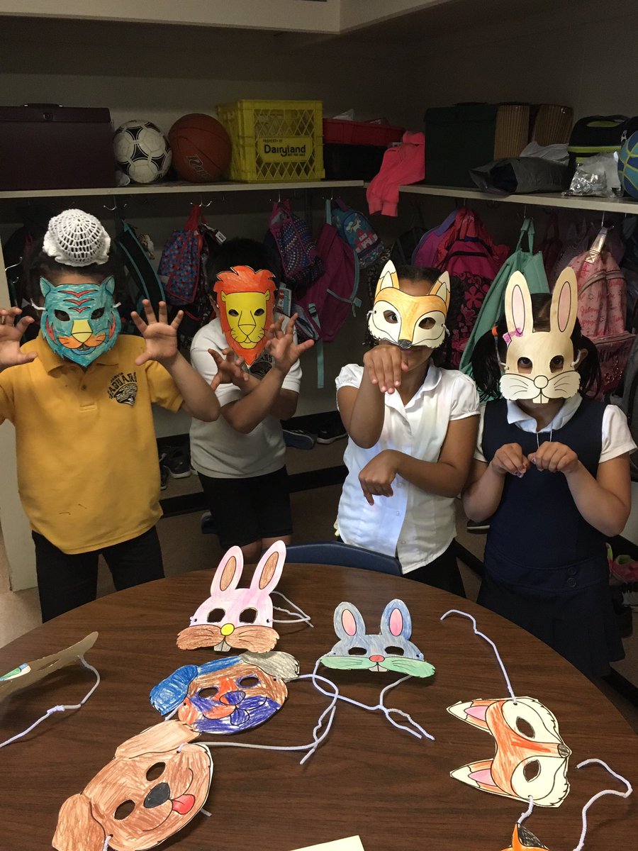 NicoleDesy1's tweet photo. Having fun with our animal masks! How cute are these kids? #drama #masks #imagination @Ms_K_Smith @JarvisSchool @deltasd37 https://t.co/epIJ30dWoH