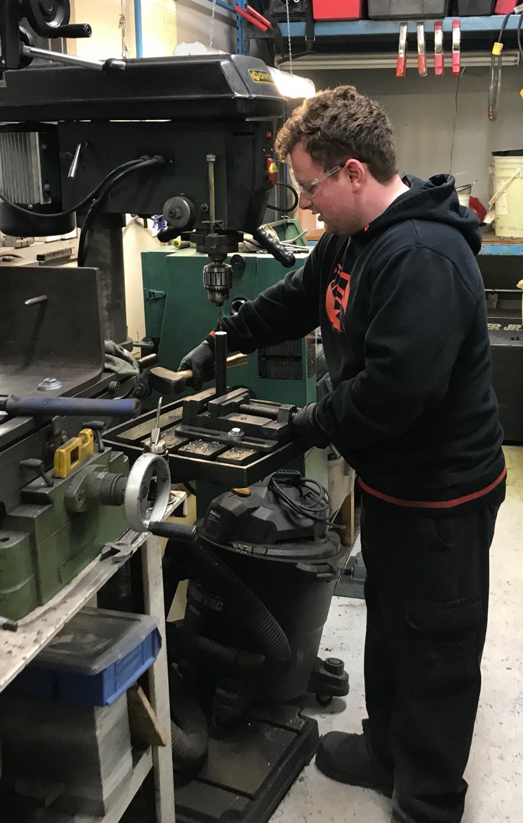 Our in-house machine shop is all set up for many various tasks. Jeff is drilling and taping these rods for a special engine mount we are making for the upcoming Skills Canada National Competition at the #Halifax Exhibition Centre May 28th – 29th <a href="/Canada/">Canada</a> #aviation #skills