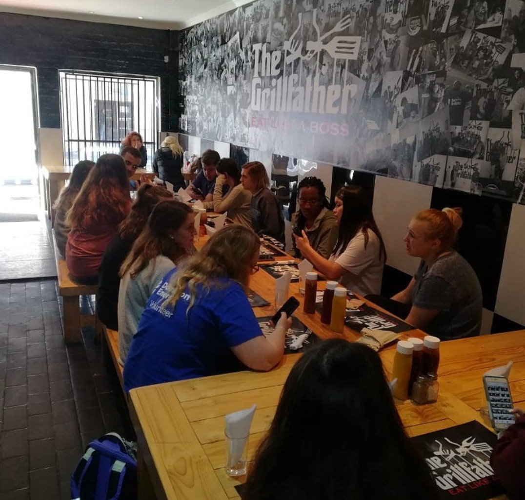 Student from SNU in Virginia, USA enjoying gourmet burgers, Mitchell's Plain style at the Grillfather SA.

Proudly Mitchell's Plain.