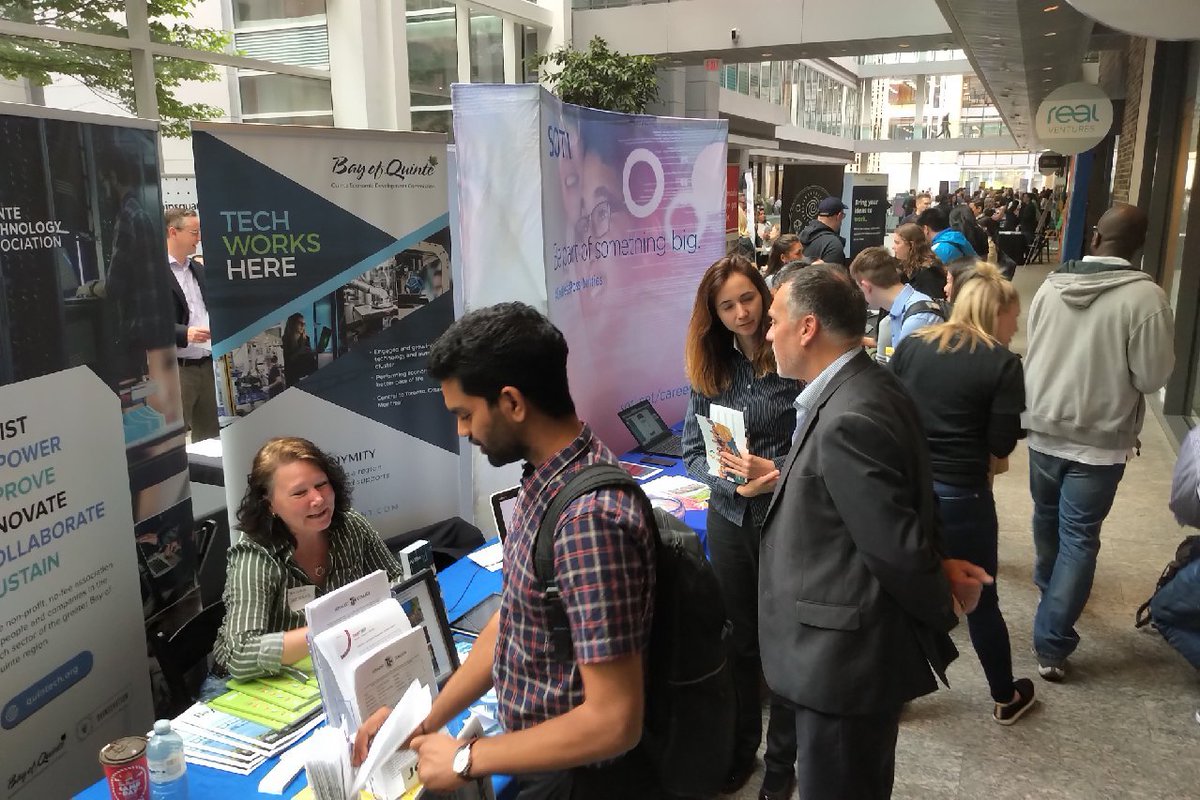 QuinteEcDev's tweet photo. We're excited to be here at @MaRSDD Talent Marketplace today with our @QuinteQuintech partners talking about #Job opportunities in the Bay of Quinte. #GetoutoftheGTA #Techjobs #BayofQuinte #TechWorksHere https://t.co/gfNmYn9QDX