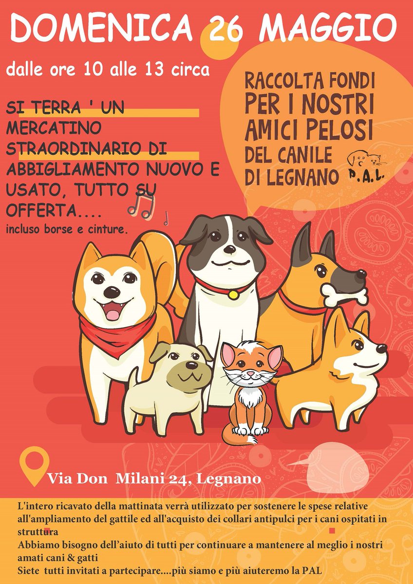canilegnano's tweet photo. domenica mattina 26 maggio tutti in PAL !! ti aspettiamo .... v. don Milani 24 Legnano https://t.co/8otY5twaa8