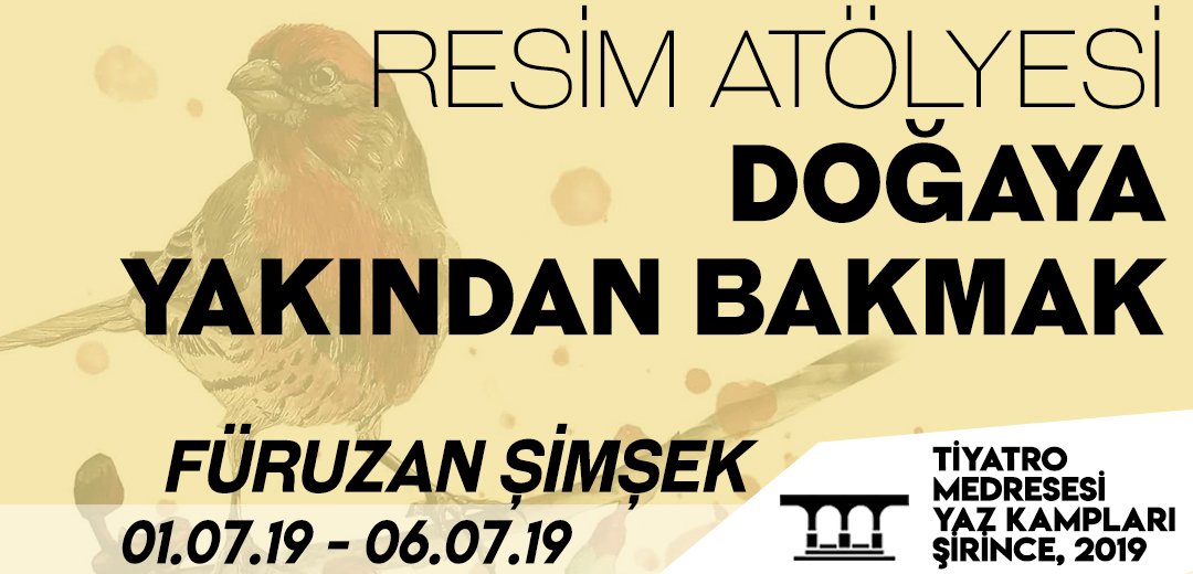 Tiyatro Medresesi’nin çevresindeki doğayı gözlemlemek, etkilendiğimiz sevdiğimiz doğadan parçaları objeleri çizebilme becerisi kazanmak, desen ve sulu boya tekniği ile doğadan bu detayları çalışmak... Kuş ve bitki resimlemek üzerine yoğunlaştırılmış bir atölye programı.