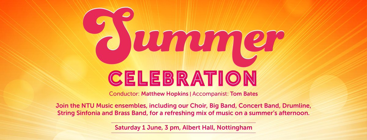 It's finally the #BankHolidayWeekend weekend and we're feeling the summer vibes today! 🎉

It's also just under one week until our Summer Celebration! We can't wait to see our ensembles perform again at the stunning <a href="/alberthallnotts/">alberthallnotts</a> 

Book your tickets > bit.ly/2UQ0UQ0