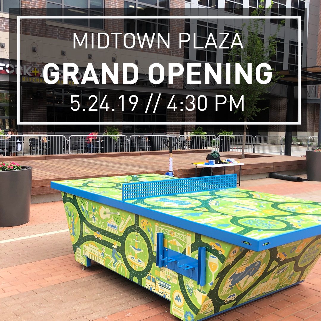 grab your paddle and bring your game face! #Carmel's #MidtownPlaza is celebrating its Grand Opening this afternoon. festivities begin at 4:30. come enjoy some ping-pong / corn hole / live music / food and much more! #MidtownCarmel #plaza #park #design #placemaking #urbandesign