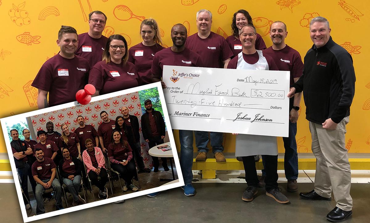 Mariner Finance employees proudly volunteered last week at the Maryland Food Bank and presented a $2,500 check on behalf of Jeffie’s Choice during their annual Volunteer Week. We would like to hear from you! How are you giving back to your community?