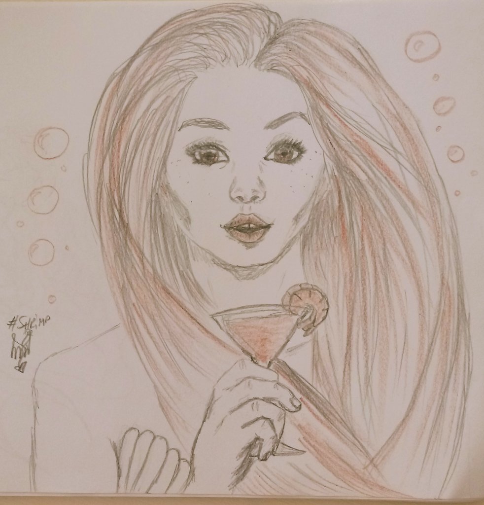 #mermaid2019 #day24 #Shrimp #mermaid #cocktail #illustration #kohinoorhardtmuth #sanguine #drawingoftheday 🍸🍤👄