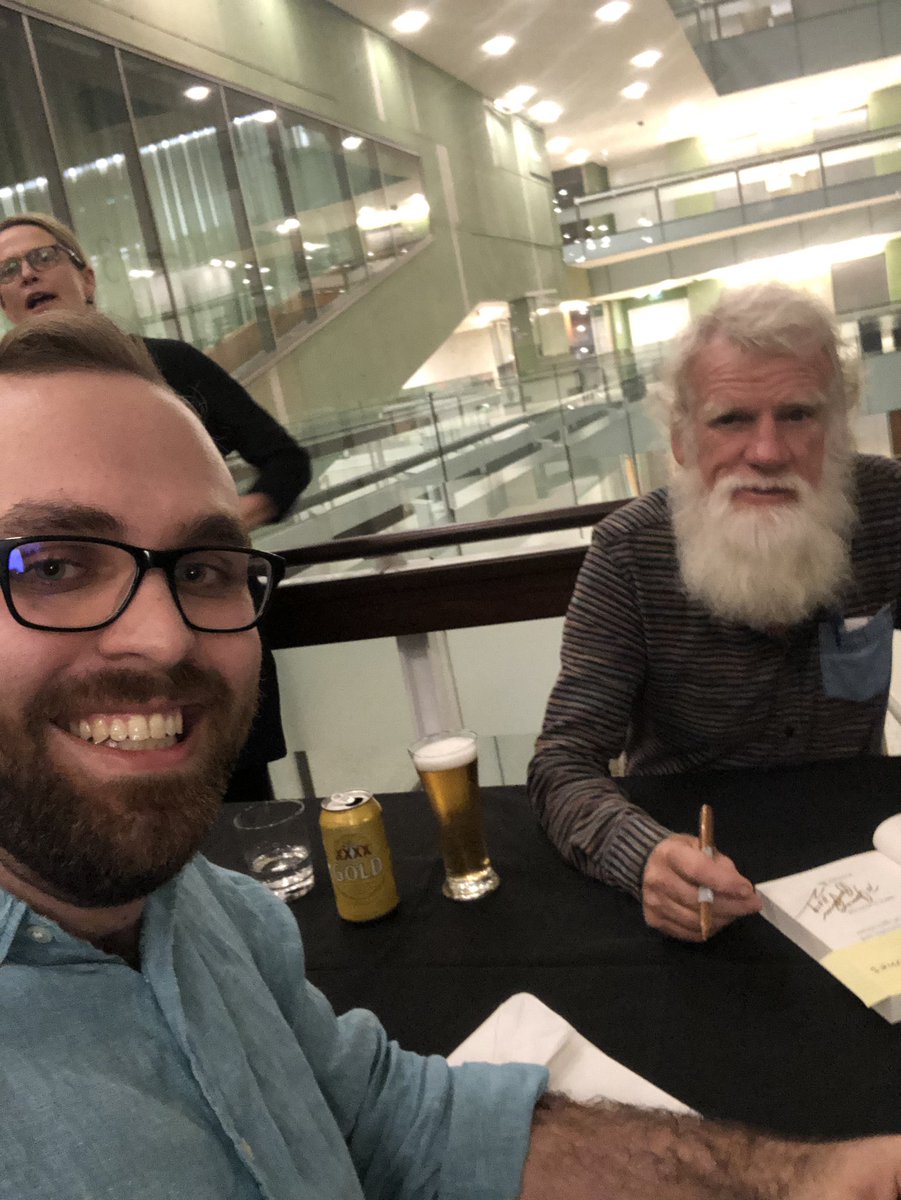 BlackwellJ_'s tweet photo. Meeting #BrucePascoe after hearing him talk twice in the same day has to be a highlight of my year!!😍🖤💛❤️#indigenousrepresent #SLQtalkingideas @atsisuq @aggerchez @BronFredericks https://t.co/DOoBKPRPD1