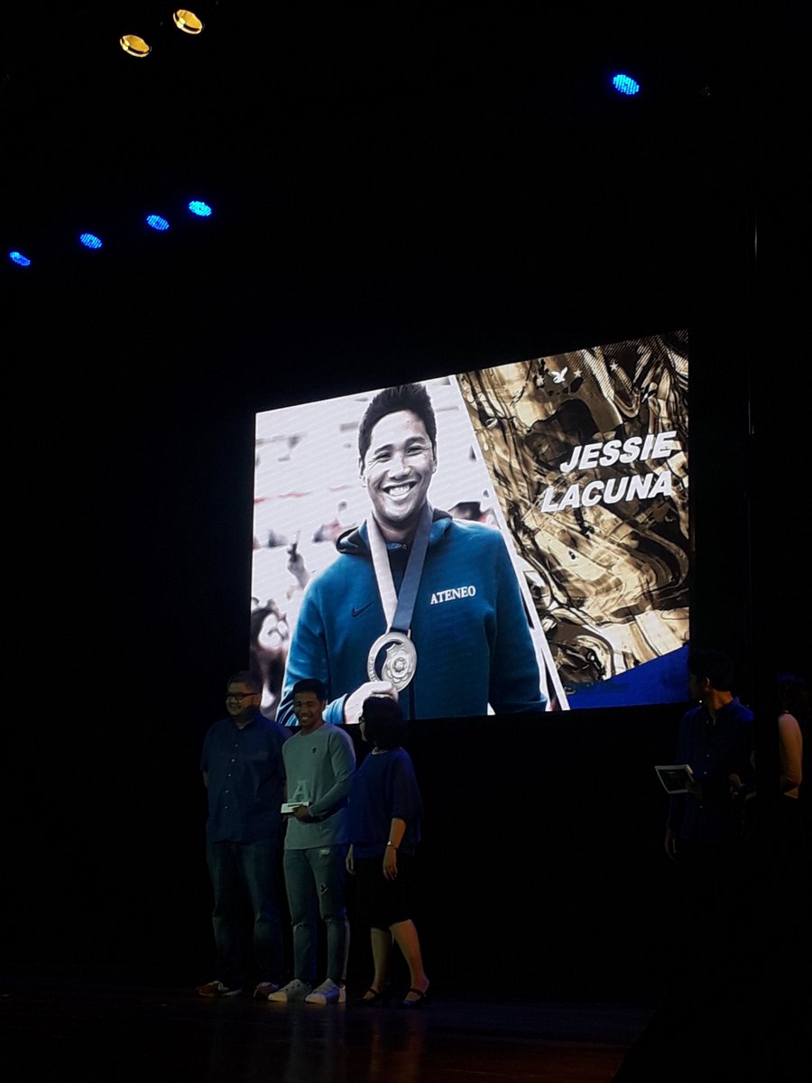 TheGUIDONSports's tweet image. For his unparalleled success in the UAAP, Jessie Lacuna of @AteneoFAST adds the Blue Eagle of the Year Award on top of his 4th MVP honor and his 5th UAAP Championship. #AthletesNight2019