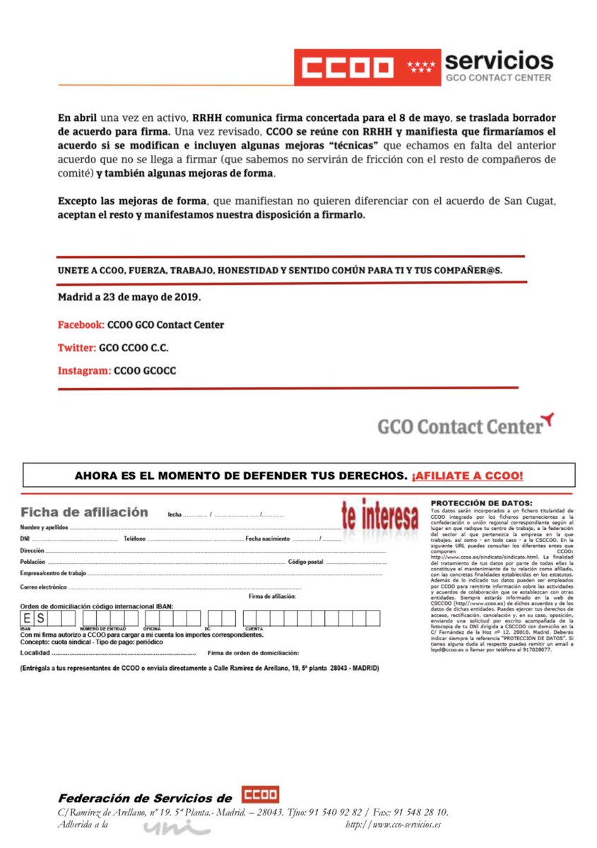 gco_ccoo's tweet photo. Comunicado a la Plantilla (Parte 2). https://t.co/Bykl85Xqhf