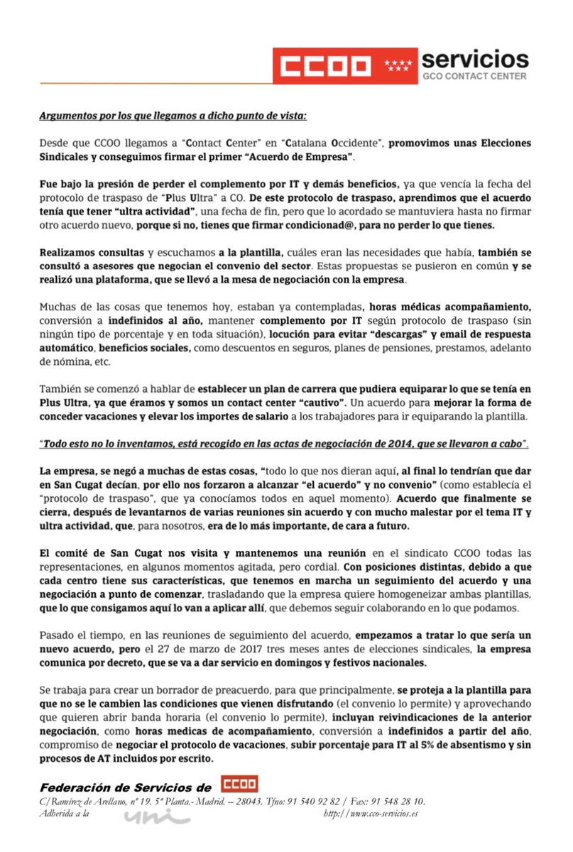 gco_ccoo's tweet photo. Comunicado a la Plantilla (Parte 1). https://t.co/pA0qIS2dv1