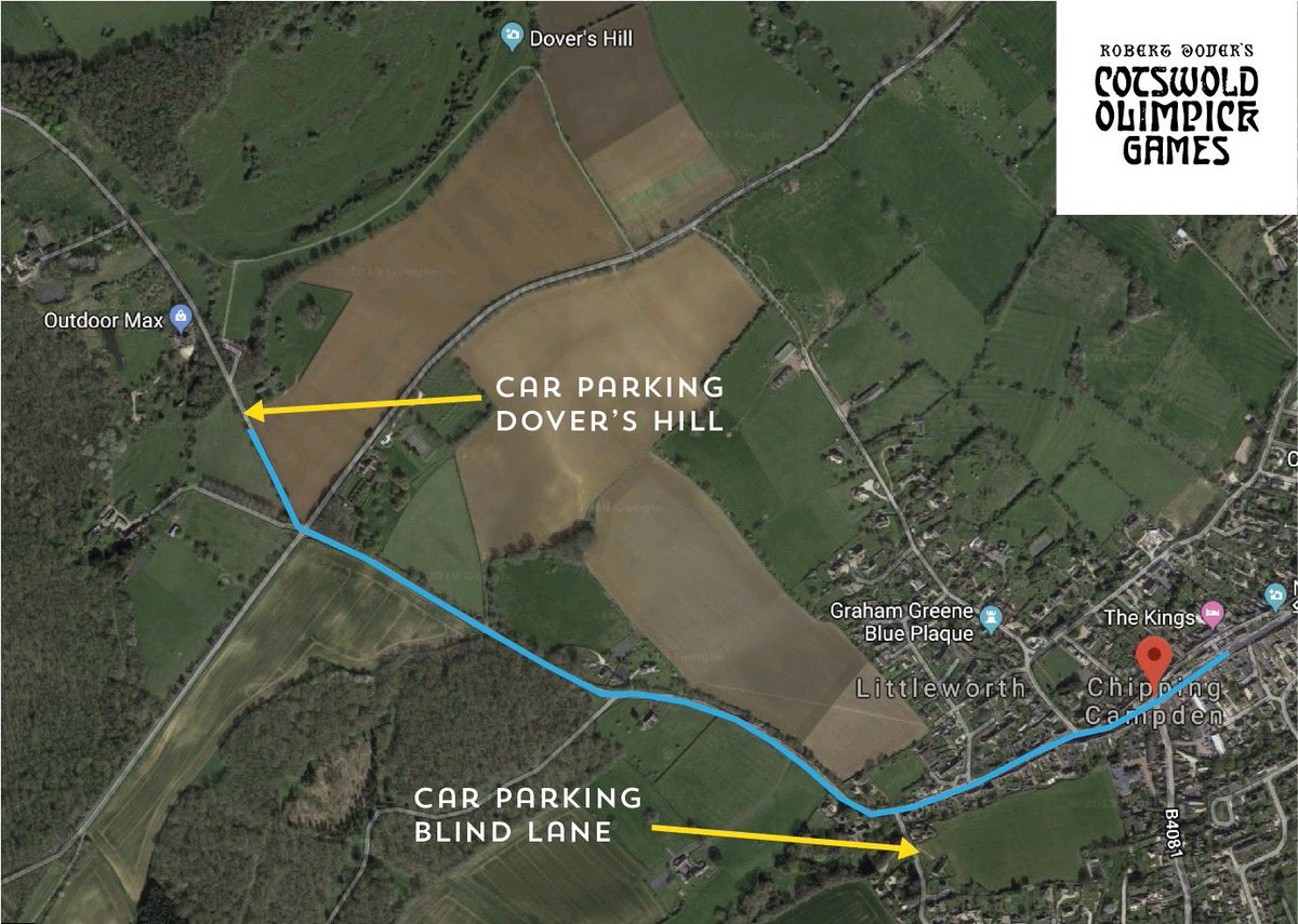 **CAR PARKING** Here's a map showing the two main car parks for the games, both of which will be signposted on the night. More info here...
facebook.com/104084492479/p…

#cotswolds #cotswoldolimpicks #weirdsports #GreatBritain #shinkicking #gloucestershire #gloshour #chippingcampden