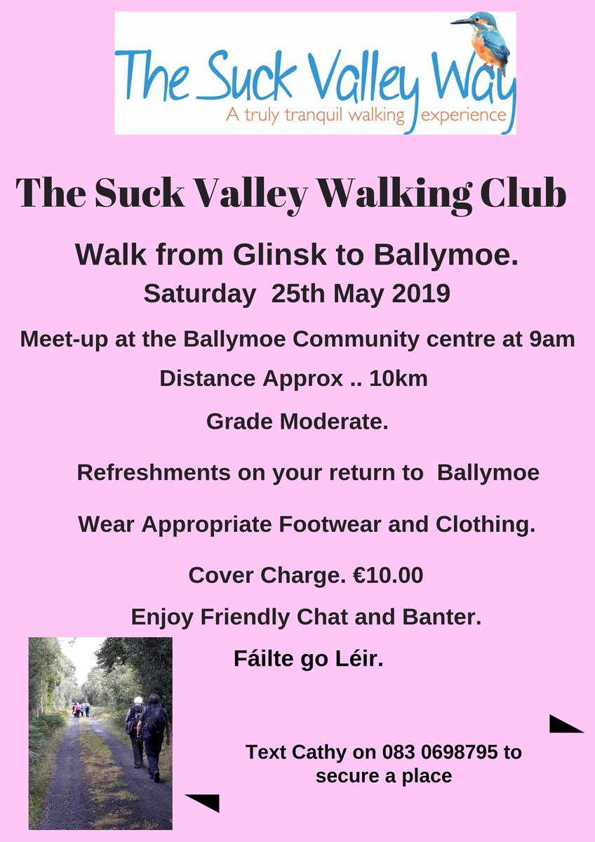 SuckValleyWay's tweet photo. Looking forward to seeing you all out with us tomorrow morning for our walk from Glinsk to Ballymoe .. meet up in Ballymoe community centreat 9am.. we will provide transport to Glinsk ccastle to the start of the walk and you can enjoy some refhresments on your return to Ballymoe. https://t.co/lXKFxoXuUy