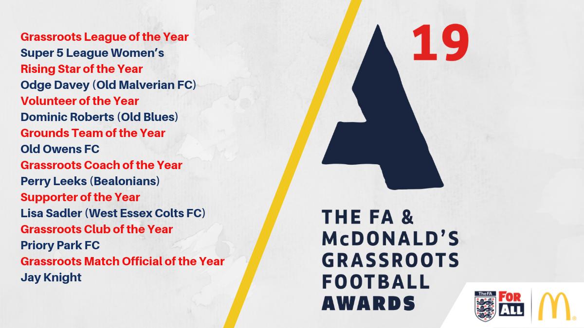 Congratulations to our #GrassrootsFootball Awards winners for 2019! <a href="/FunFootballUK/">McDonald’s Fun Football</a> <a href="/McDonaldsUK/">McDonald's UK</a> <a href="/FA/">The FA</a>