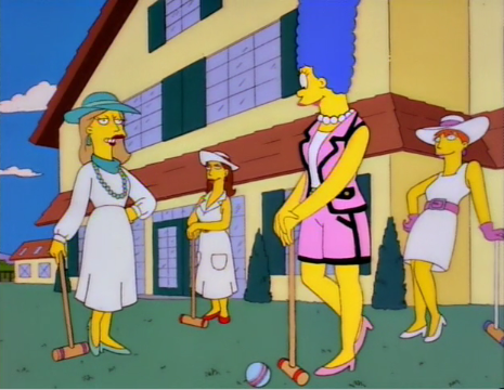 losing my mind at pics of tony wearing this Piping Hot-esque floral as shorts &amp; 3/4 length culottes—makes me think of him as a plucky marge in Scenes from the Class Struggle in Springfield, sewing &amp; resewing the same pair of kmart pants to fit in w/ the blokes at mosman golf club