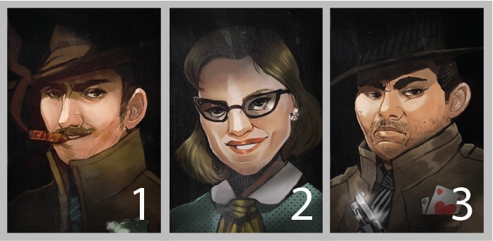 Achromatic_Game's tweet photo. Some of the suspects... Who do you think could be the culprit? Vote in the poll below! #hitsplaytime #gameart #detective #gamedev #madewithunity #filmnoir #puzzlegame #indiegame #illustration https://t.co/zBOkSBmd9j