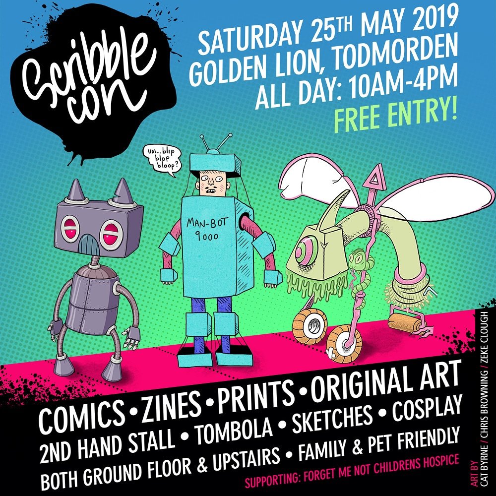 SamsToons's tweet photo. SamsToons is in #Todmorden tomorrow for @calderscribbler #Scribblecon. Well worth checking out! I mean, it's free. And in a pub. https://t.co/ahFExoE62S