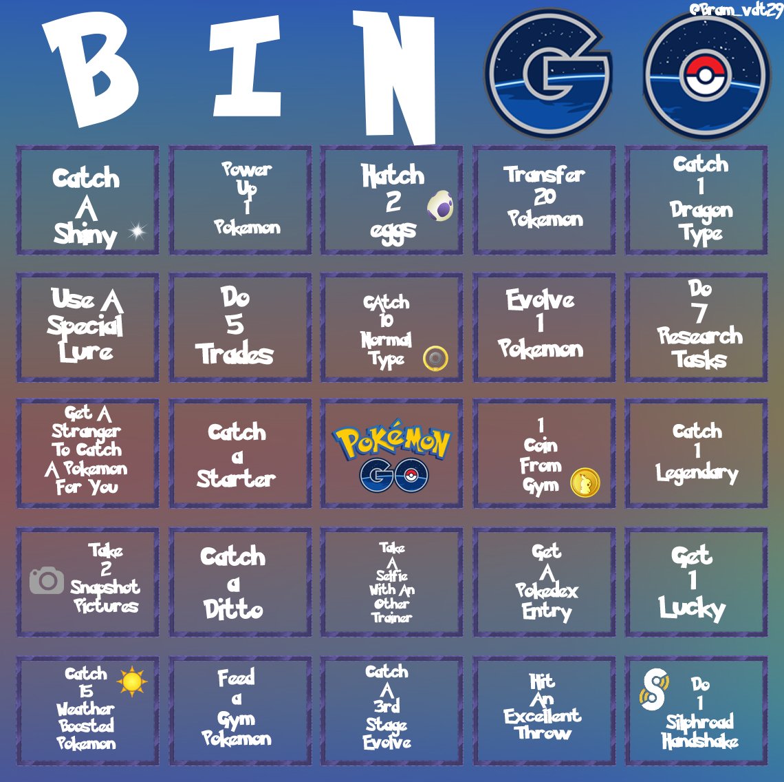 Pokemon Types Bingo Card