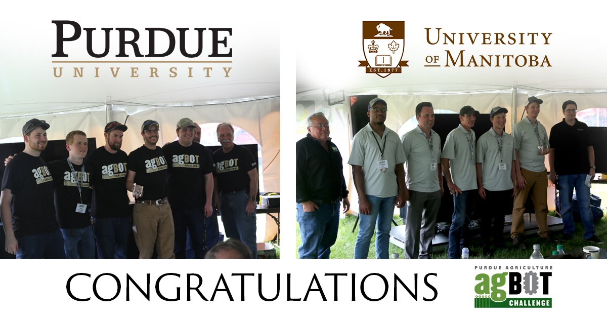Congrats to the Purdue University and University of Manitoba teams who finished first and third, respectively, in the Weed and Feed Competition of the agBOT Challenge. 

We are proud to support these teams in their efforts to automate agriculture!