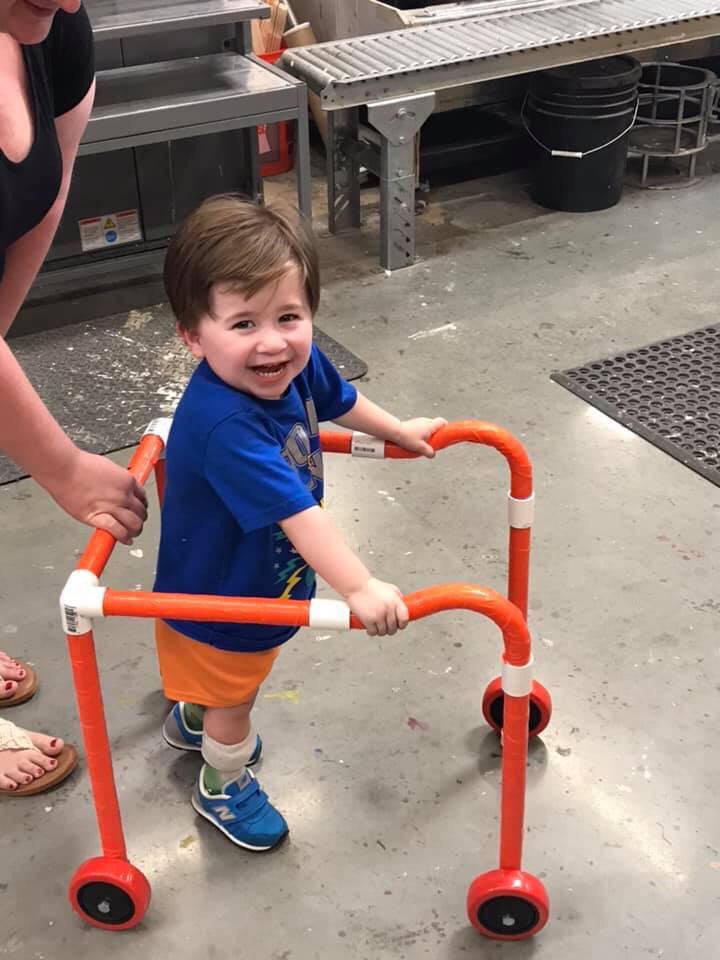 kaitlynross1's tweet photo. Logan and his family came in to Home Depot with a mission. They were worried their insurance wouldn’t pay for the walker he needed, and had read how to make one out of PVC piping. When associates heard that, they told Logan’s family not to worry, they were on it! They built it! https://t.co/Bm7OHs7Tyo