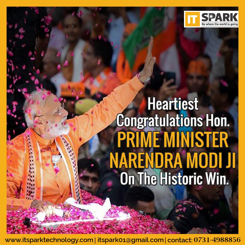 ITspark4's tweet image. Heartiest congratulations Hon. Prime Minister @narendramodi ji on the historic win.
All your efforts to develop the nation have been acknowledged. Wishing you an even more successful second term.
#VijayiBharat  #itsparktechnology @ITspark4 #ModiReturns #ModiOnceAgain
