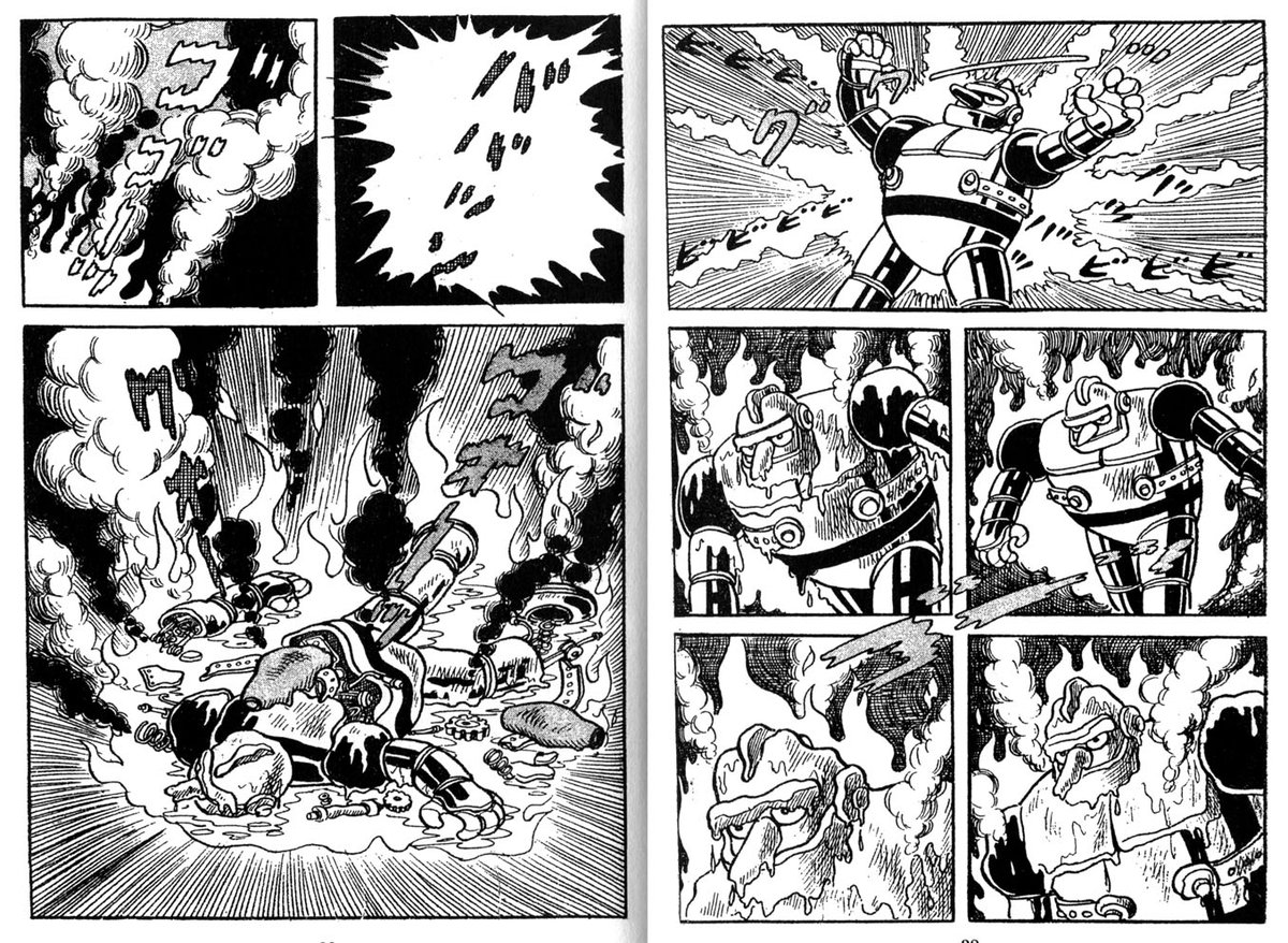 ひら Twitterissa それでも 今回の大野ゆたか版鉄人１８号の重厚さと不気味さ加減はなかなかのものがありましたので 興味が湧きましたら復刻版を手に取ってみるのも一興かと あと 巻末には大野さんの若い頃の写真も収録されていました