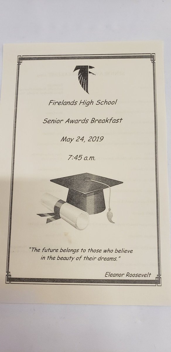 Falcon_update's tweet photo. The Senior Awards Breakfast has begun! What a great morning for @2019firelands 
@MrsKeenerFHS @FHSFalcnPrin 
#FirelandsFalcons https://t.co/N4xli3q9MV