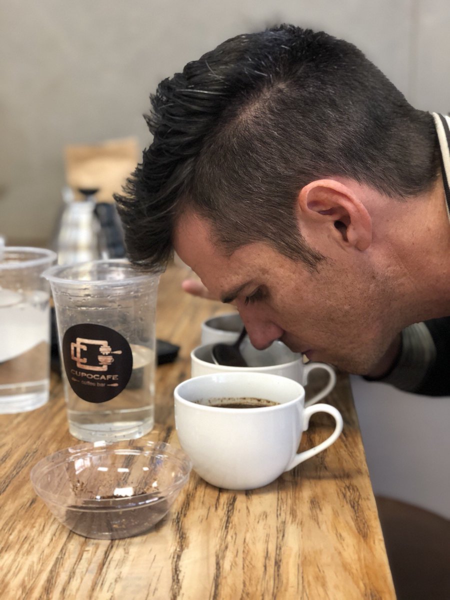 cupocafe's tweet photo. Practicing for the CUP TASTERS competition in July.

Need to train the pallet to pick up on any change in the coffee from one cup to another. 

#coffee #ilovecoffee #cupocafe #training #coffeetime #barista #makingcoffee https://t.co/2jmXlGJiQB