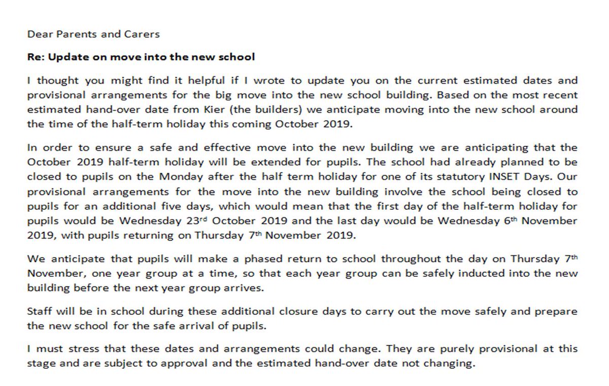 croesyschool's tweet photo. Important information about the new school build and the move to the new building from Mr Taylor https://t.co/hGTeq0e0vD
