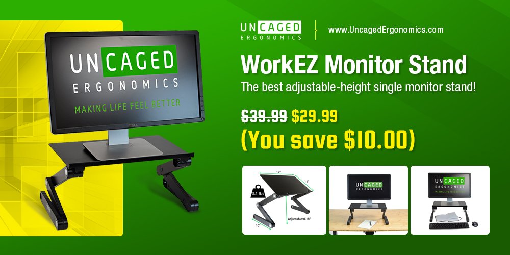 Is your monitor at the right height? Sit up straight, improve your posture and de-clutter your desk with the ultra-affordable #WorkEZ #MonitorStand. No need for reams of paper or boxes – fine-tune the position of your screen with this #ergonomic #monitorriser #healthyofficelife