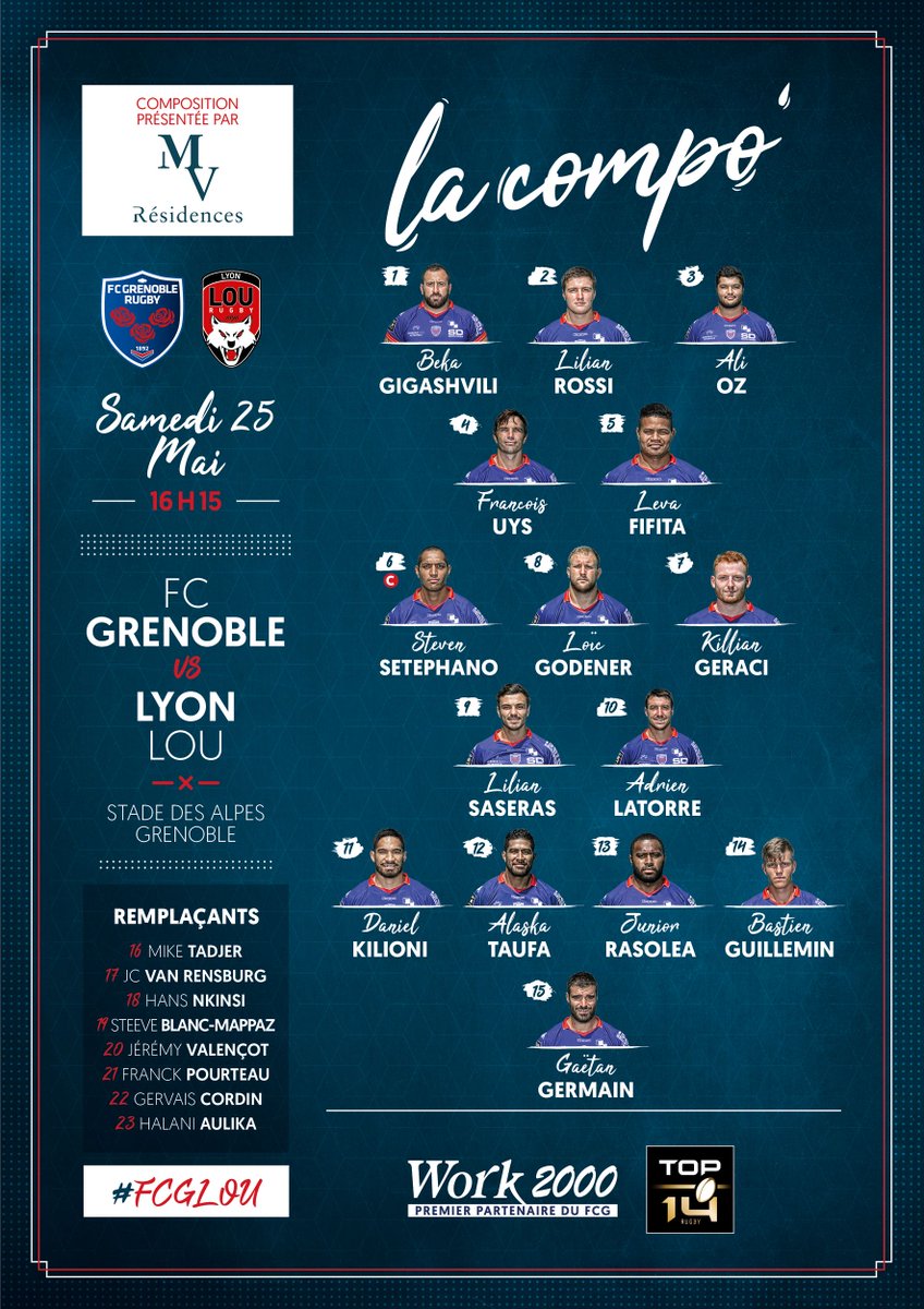 FCGrugby's tweet image. Le XV grenoblois pour le derby, avec la première en Top 14 pour Lilian Rossi 

fcgrugby.com/fr/articles/20…

#FCGLOU #AllezFCG #EnsembleJusquAuBout