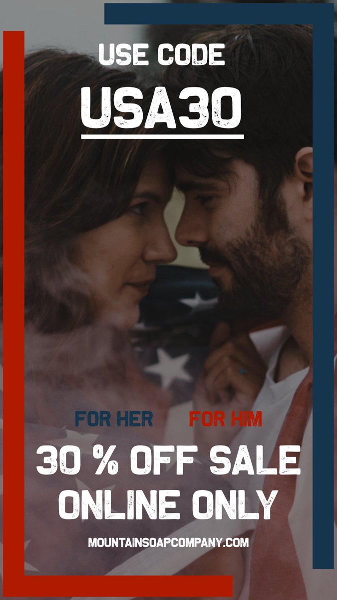 mountainsoapco's tweet photo. Use code: USA30 for 30% off the entire site + FREE SHIPPING. Now through Monday @ midnight! Each order will come with a special gift! 🎁 

A big thanks for all those who have served!

#memorialday 
#memorialdayweekend 
#sale 
#freeshipping 
#2019
#shopify https://t.co/yB5TIgCawe