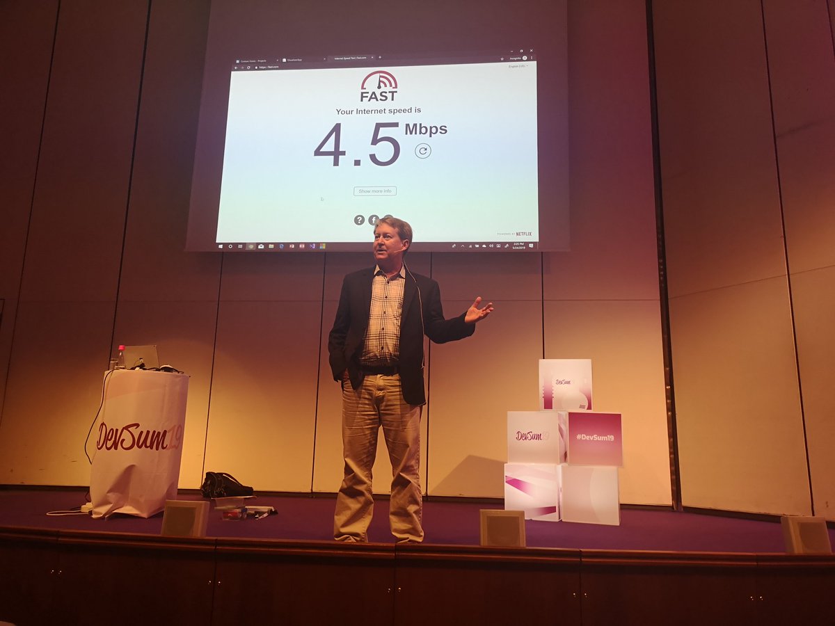 CristianCson's tweet photo. . @TimHuckaby talking about how vulnerable using ai in the cloud is and the local wifi just proves the point #DemoFail #ConferenceWifi #Devsum19 https://t.co/5DVXQH15np
