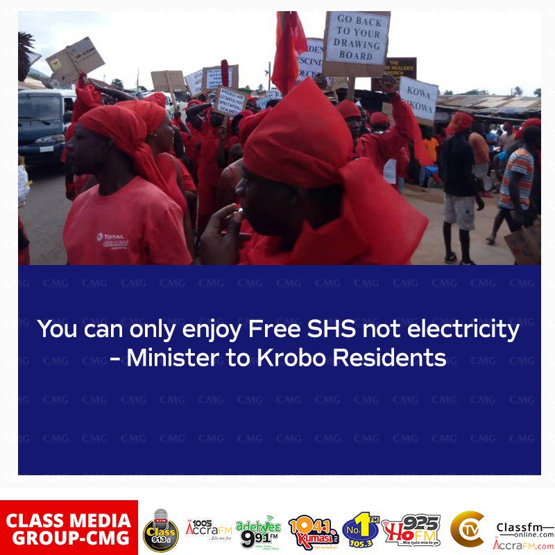 Class913fm's tweet photo. Eastern Regional Minister Eric Kwakye Darfour has said if Krobo Residents want free things they should focus on Free SHS and not free electricity. #ClassEBS https://t.co/J35cDuNFGH