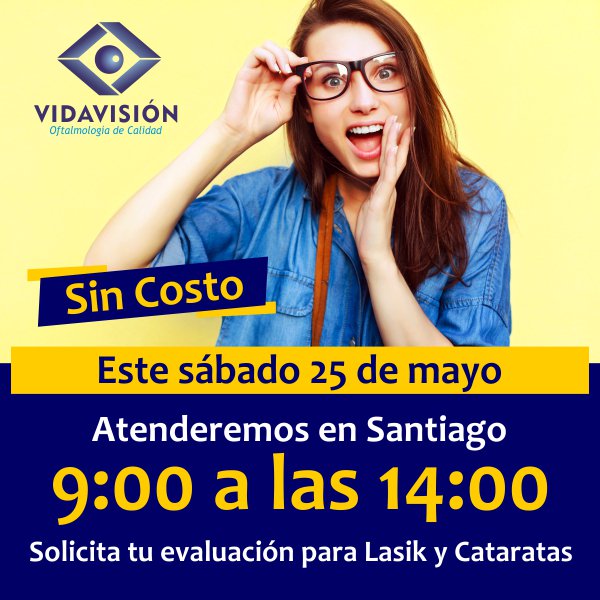 vidavision_cl's tweet photo. Este sábado 25 de Mayo también atenderemos a nuestros pacientes desde las 9:00 a las 14:00.
*Solo para Santiago.
Agende su consulta en https://t.co/OMuko5koiR o llamando a 22667 4832 / 22606 5955 https://t.co/i94jhPnSMD
