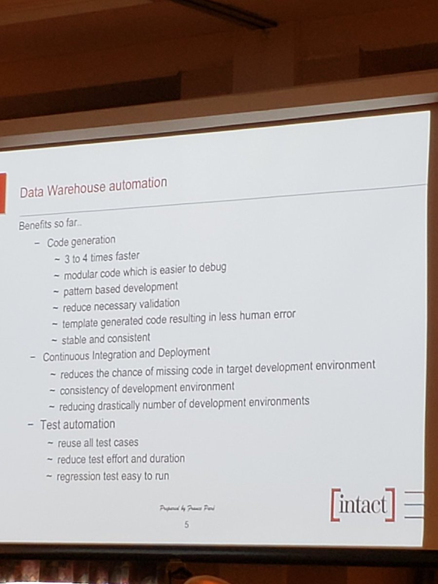 KentGraziano's tweet image. #WWDVC @IntactInsurance has seen many benefits of using #DWAutomation and #ContinuosIntegration including 3x to 4x faster builds. #CICD #TestAutomation