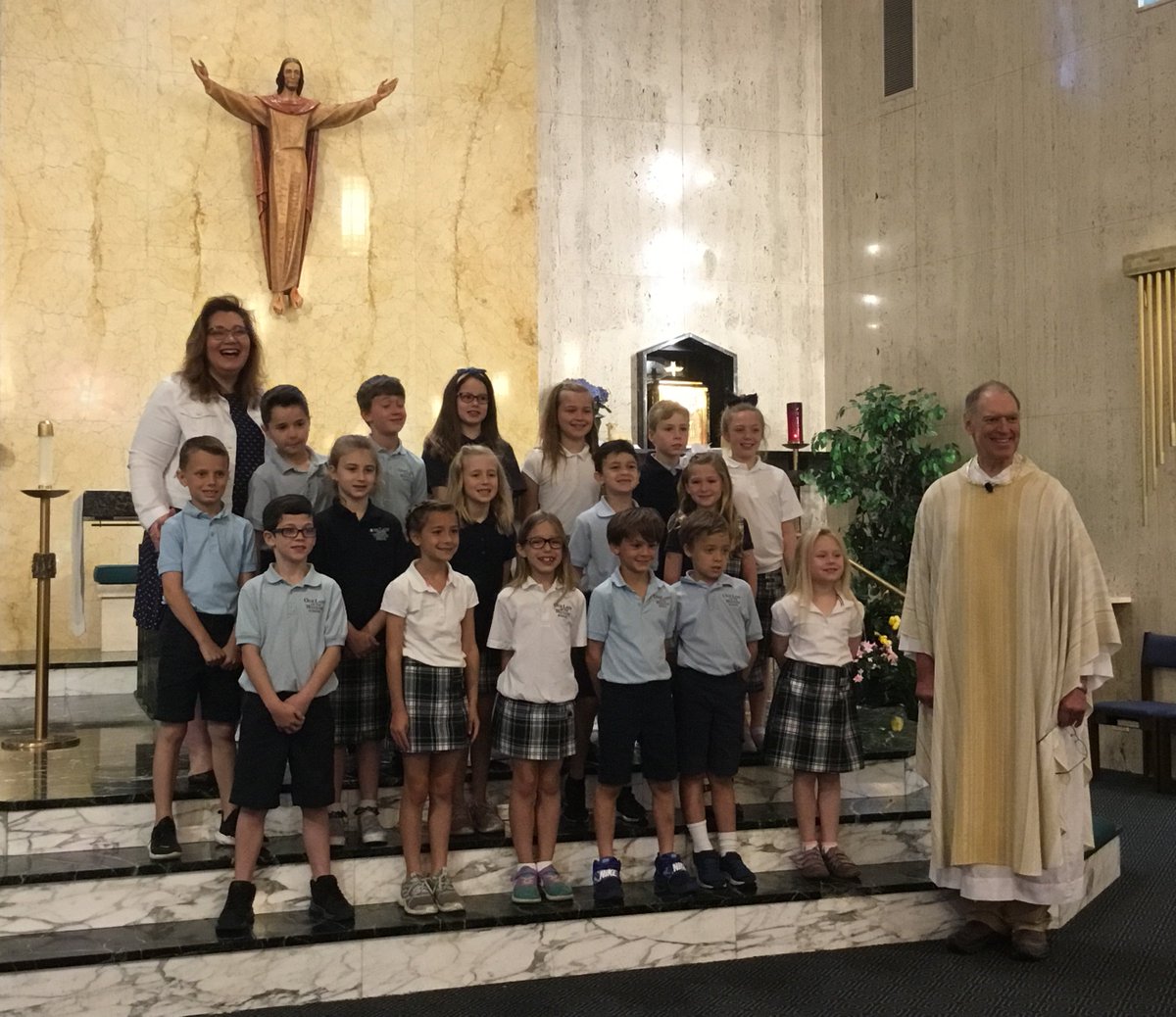 Mrs. Cooper's 2nd gr helped at Mass yesterday. All 2nd gr will lead procession for May Crowning, followed by our soon-to-be graduates. Ceremony is at 2pm today. May Crowning court: Claire, Kira, Ben, Henry, Colin, Paige, Andrew, Molly. Crown bearer: Patrick. Crowning Mary: Emma.