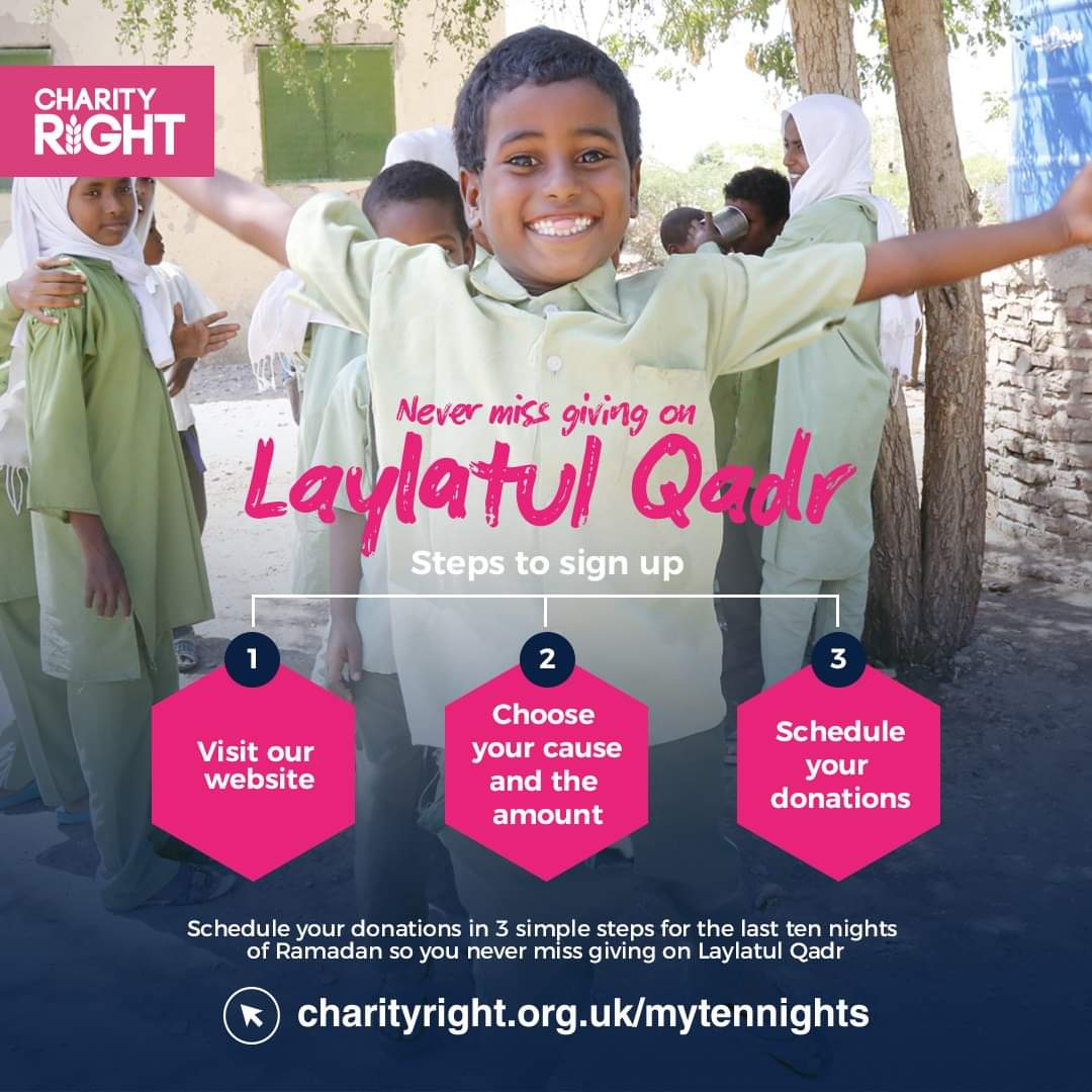 CharityRightUK's tweet photo. Want to spread your donations over the last 10 nights of Ramadan in 3 simple steps?

Visit https://t.co/mytEqUK08M

#WeFightHunger https://t.co/hVaVv1qH9V