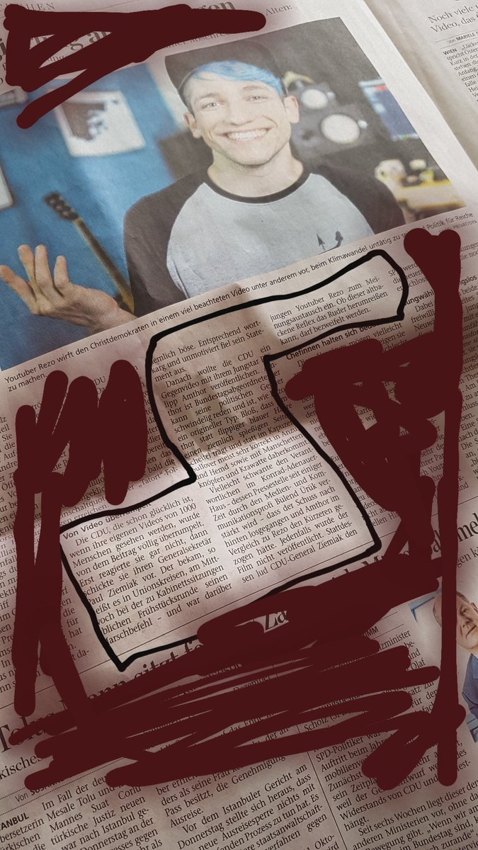 Alter wie dreist kann man sein <a href="/rezomusik/">Rezo</a> Hat <a href="/CDU/">CDU Deutschlands</a> so zerstört und alles was bei uns in der Zeitung steht ist das <a href="/rezomusik/">Rezo</a> ja blaue Haare habe