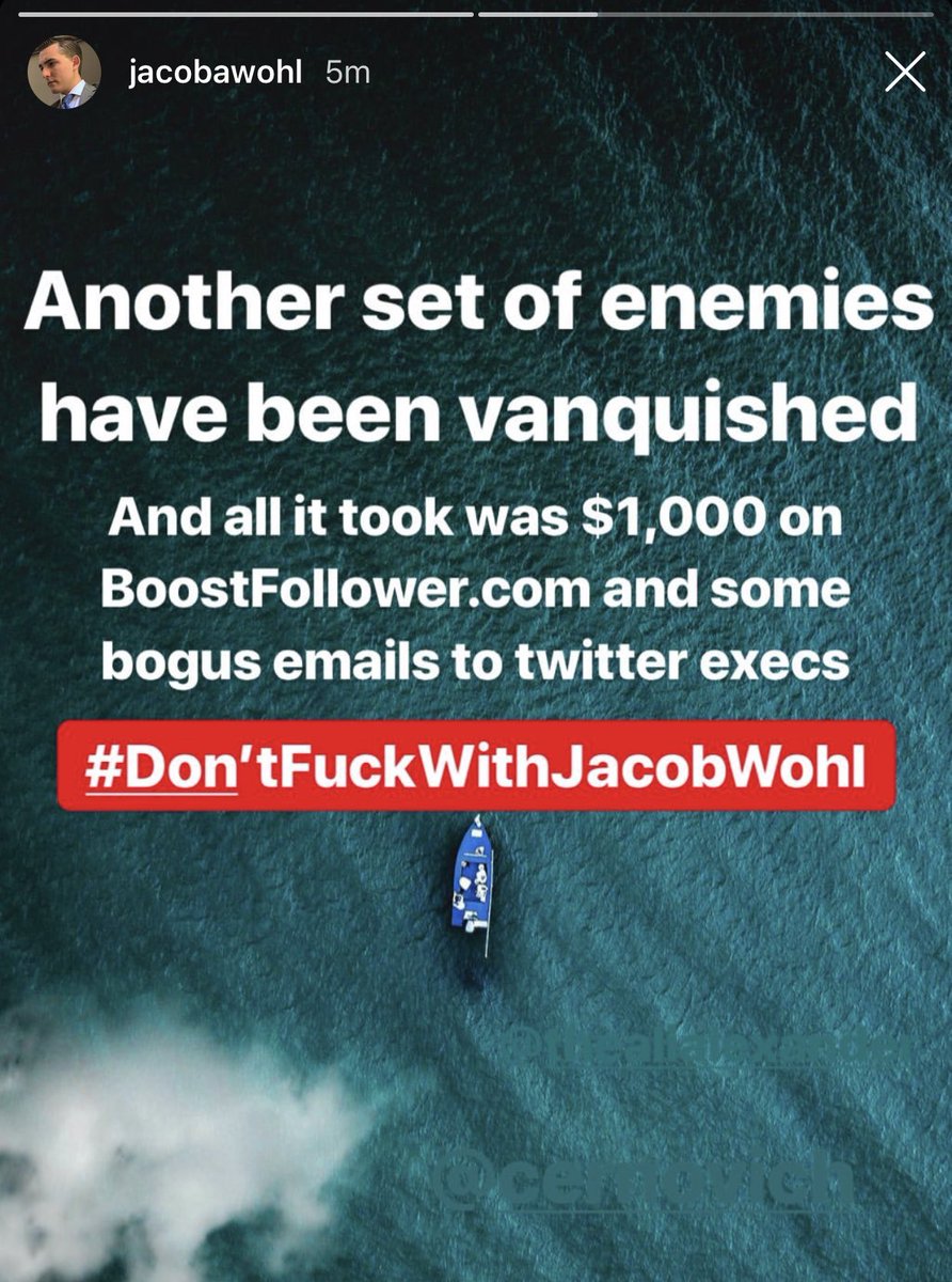  @MollyJongFast posted this on Twitter from wohl Instagram, He& #39;s a complete fraud and not very smart, as you can see from the thread above, so this "credit taking" is as of yet unconfirmed