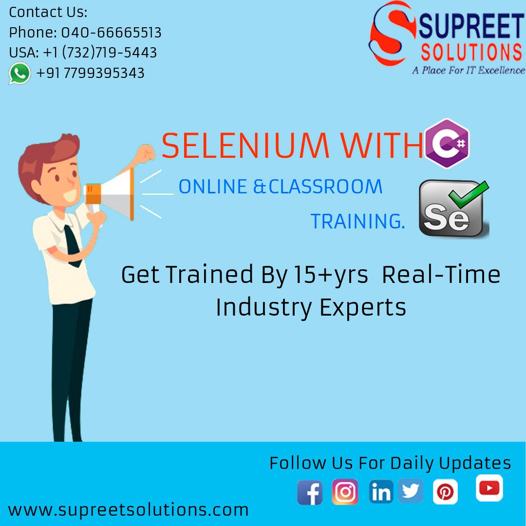 supreetsolution's tweet image. The Best Selenium with C# Online Training Institute
Job Oriented Programme...
Enroll Now For A New Batch
supreetsolutions.com
.
.
.
.
#selelnium #seleniumwithcsharp #seleniumonlinetraining #softwaretestingtools
