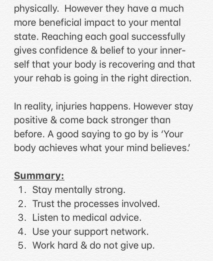 Just a few of my own personal thoughts and experiences when it comes to sports injury and rehab!