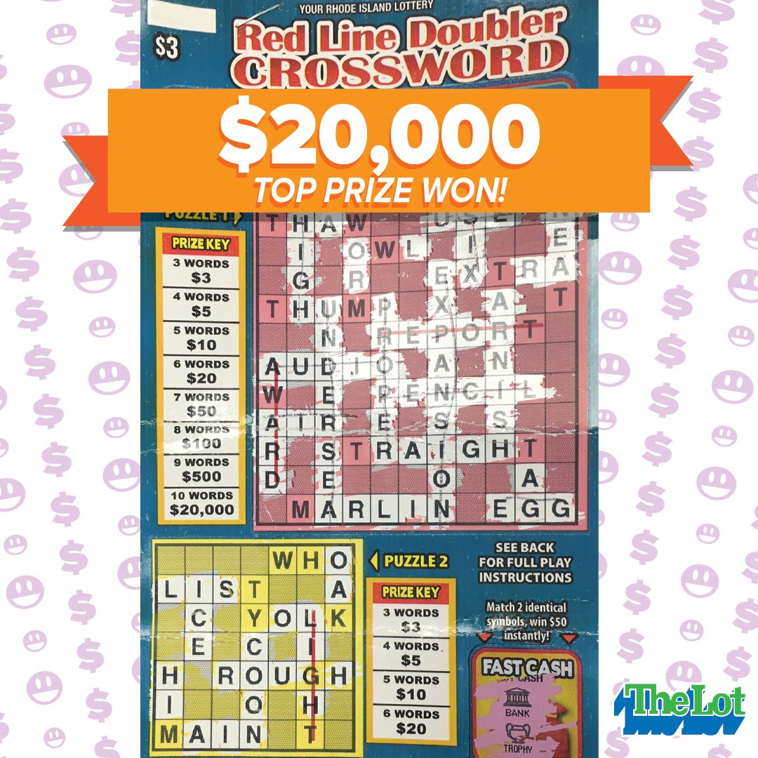 RILottery's tweet photo. Congrats to the #Harrisville woman who bought a “Red Line Doubler Crossword” Instant Game from @CountryFarms on Main St. in #Mapleville, and won $20,000! https://t.co/I3oXrAQXhk