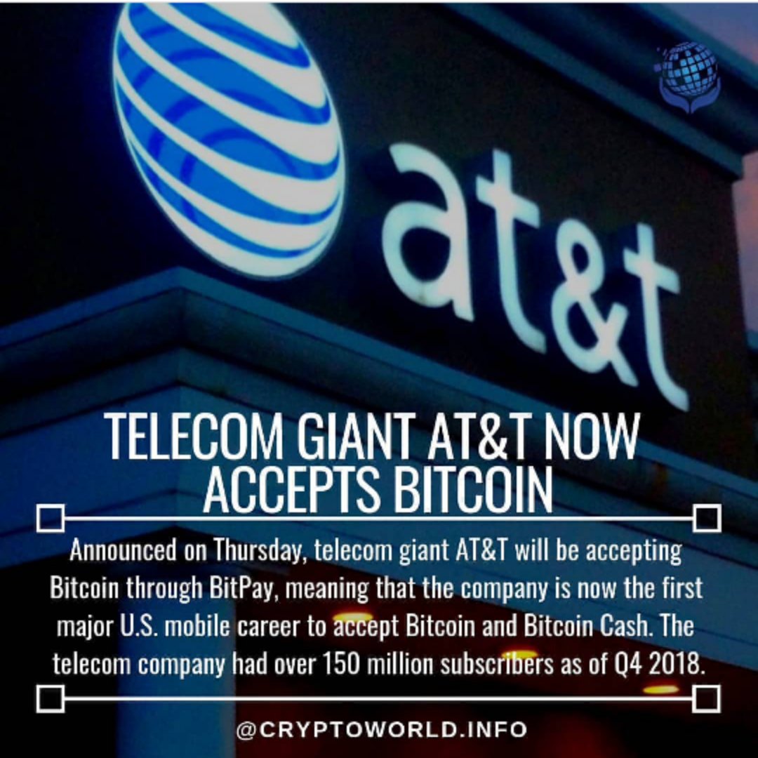 celesteparas's tweet photo. Telecom Giant AT&amp;T Now Accepts #Bitcoin #Telecom #ATT https://t.co/8asjHWXKQK