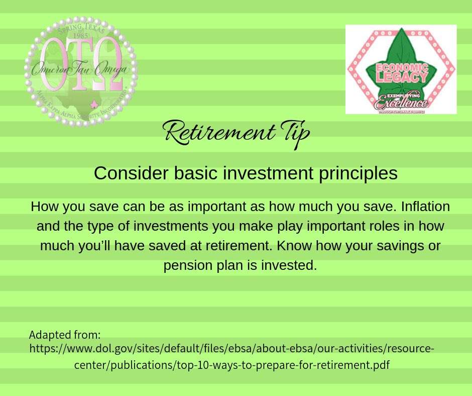 OmicronTauOmega's tweet photo. Here’s your #FinancialFriday Retirement Tip of the week! Have a wonderful weekend! #AKA1908 #ExemplifyingExcellence #OmicronTauOmega #ΟΤΩ #SpringAKAs #SpringForExcellence #SensationalSouthCentral #TargetIII #BuildingYourEconomicLegacy https://t.co/HY0bbe8kql