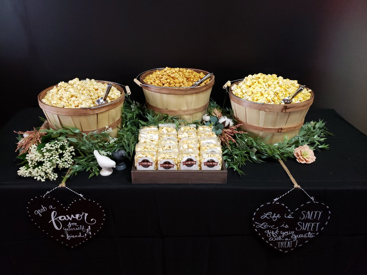 AlsPopcorn's tweet image. Here comes the bride!  IT's wedding season and Al's loves to be a part of the celebration!  Keep your guests satisfied and delight their taste buds with an Al's Delicious Popcorn bar!