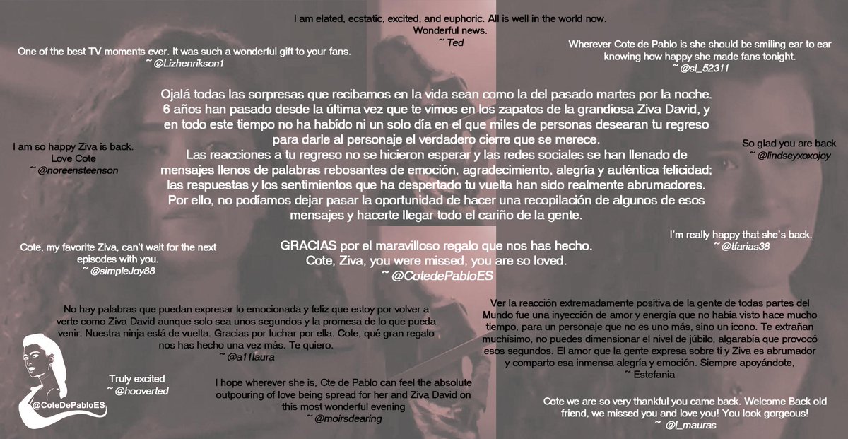 CotedePabloES's tweet photo. Ziva is back, and the fans are ecstatic, bursting with joy and so much happiness.
Here is a small sample of gratitude and the outpouring love from them.
THANK YOU, COTE 💖

1/3
#CotedePablo #ZivaDavid #NCIS https://t.co/ENX0MI6u2d