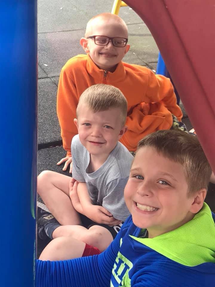 The kindergartener is having a blast with his book buddies on the playground. #heights4kids