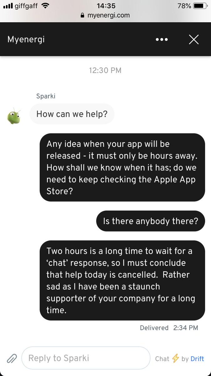 corky_fflyte's tweet photo. @myenergiuk   iPhone screen capture says it all.
If the help facility is withdrawn it should be inhibited on the website.
Still believe in you though xxx https://t.co/tjsbZGOYCU